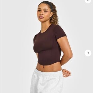 NEW! Oner Active MELLOW SOFT MID SHORT SLEEVE T-SHIRT Plum Brown Large